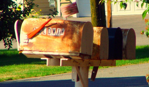 Picture of old mailboxes